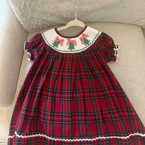 Charming Red Plaid Kids Dress with Festive Embroidery